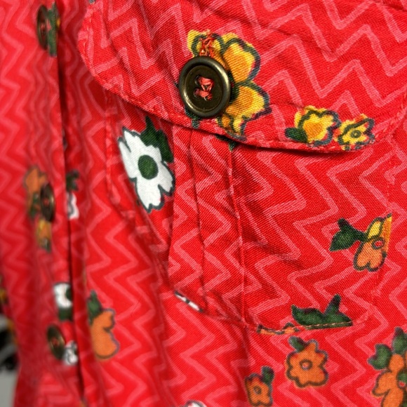 Angie Red & Multicolor Floral Print Vneck Dress w/ Pockets, Sz M - Picture 6 of 11